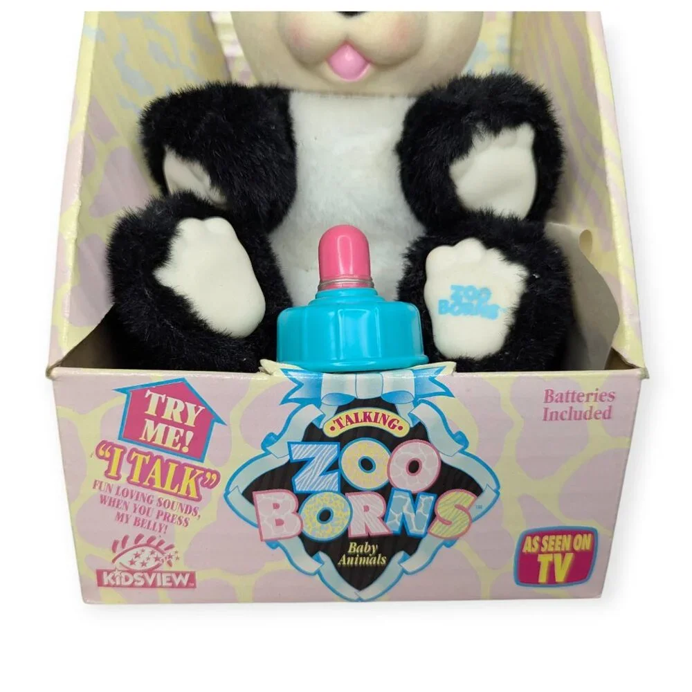 Vntg 1994 Zoo Borns by Ed Kaplan Associates Talking Panda Plush w/Original Box